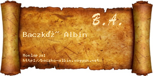 Baczkó Albin névjegykártya